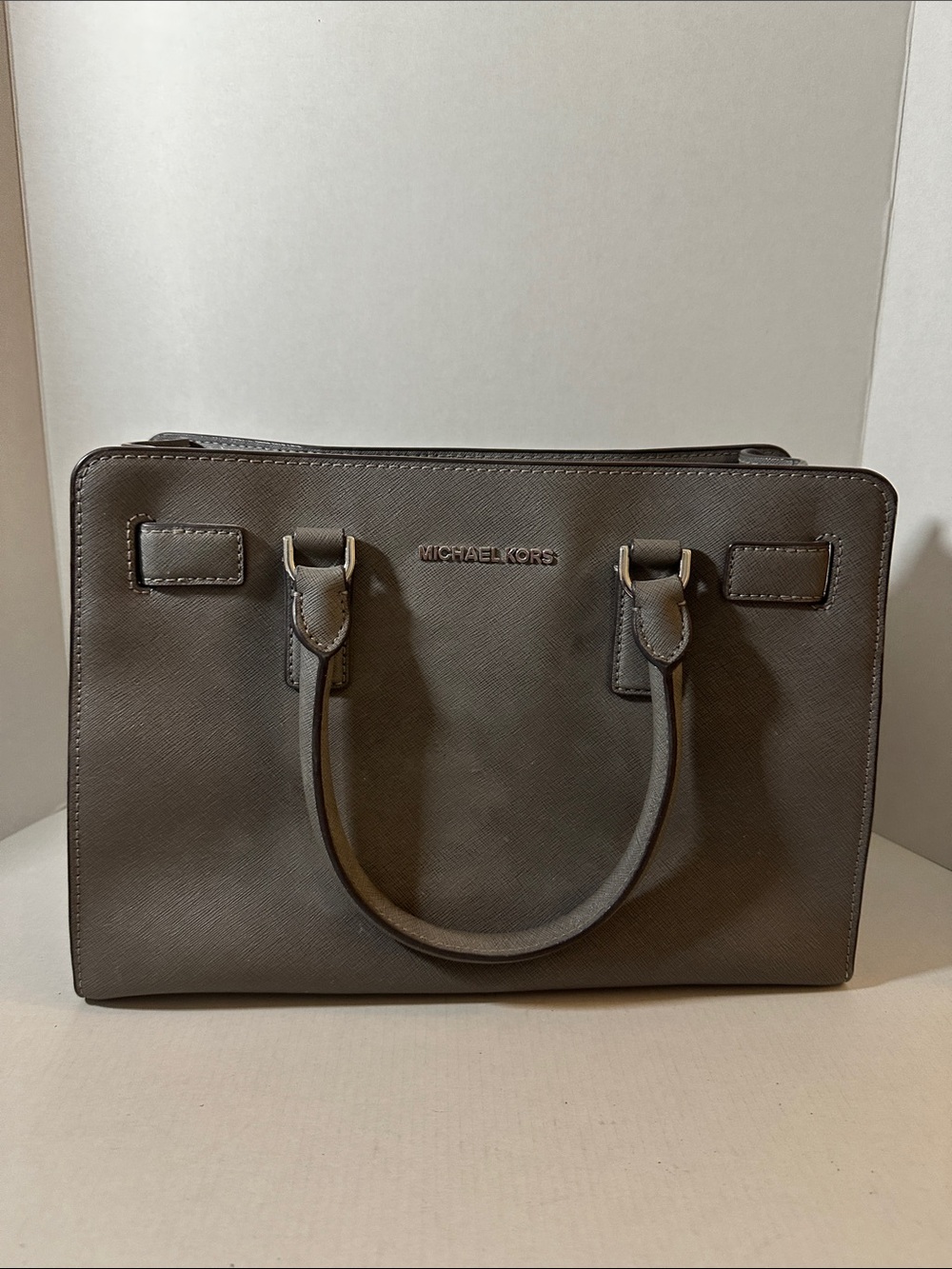 Michael Kors Dark Gray Saffiano Leather Satchel